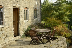 The front door to Squire Cottage